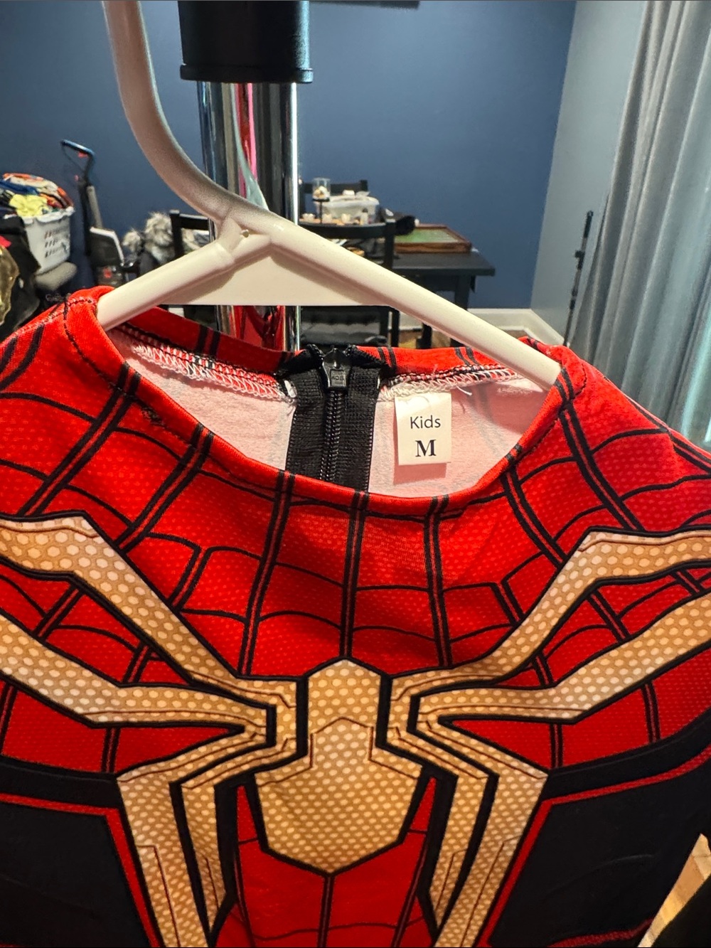 Kids Spider-Man Inspired Red & Black Costume Hooded Jumpsuit - Picture 2 of 3